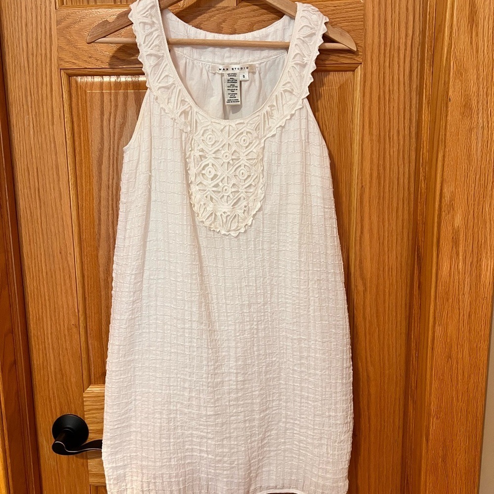 Max Studio White Sleeveless Graduation‎ Bachelorette Dress SIze Small Cotton